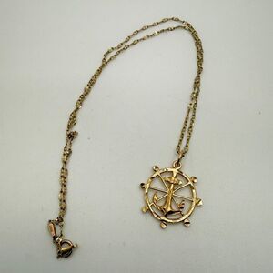 16" Stunning 10kt yellow gold mariner necklace w/ 10kt gold Nautical pendant!
